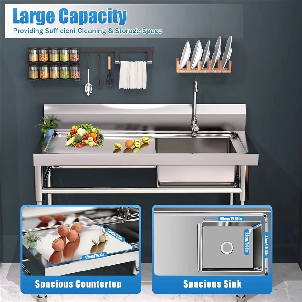 Floor-standing Stainless Steel Commercial Kitchen Sink factory